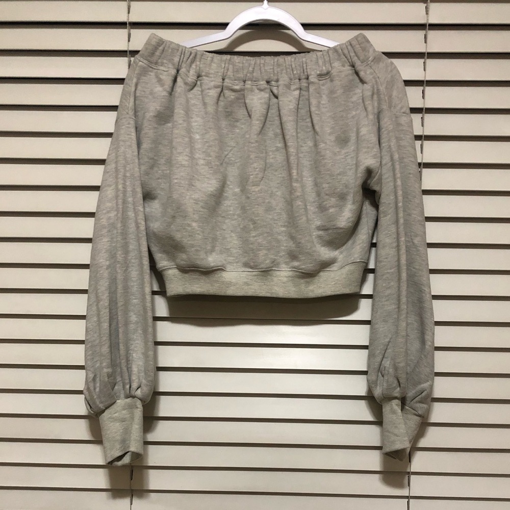 Tea & Cup cropped smocked long sleeve sweatshirt